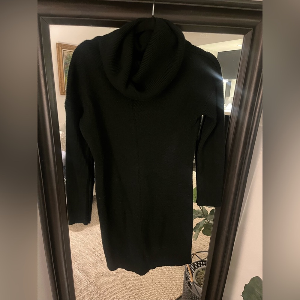 Elegant Black Cowl Neck Mini Sweater Dress ~ Size S